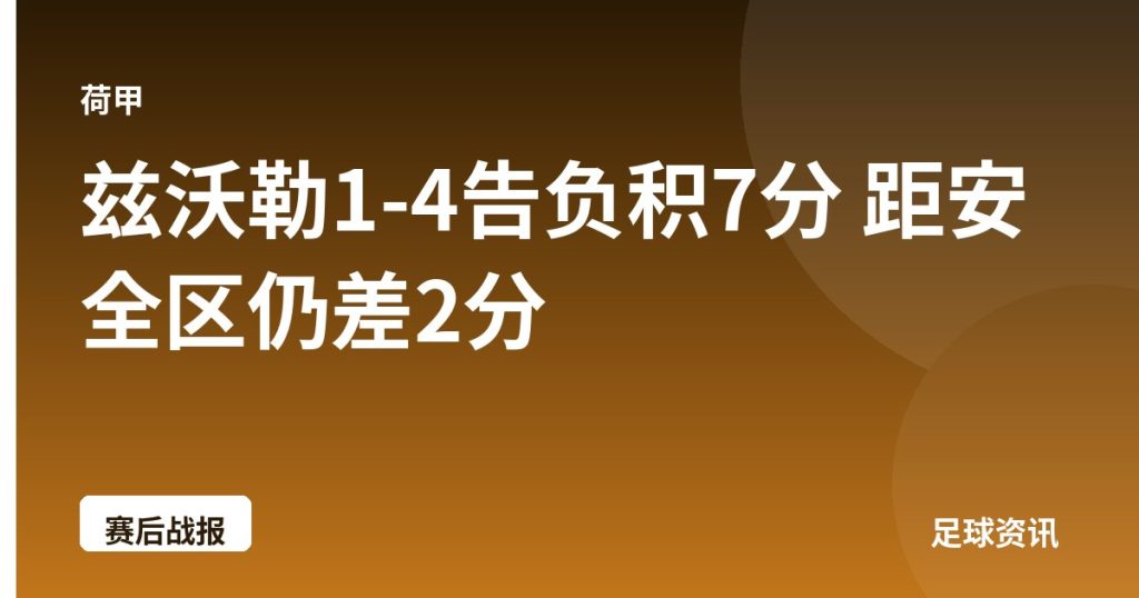 兹沃勒1-4告负积7分 距安全区仍差2分